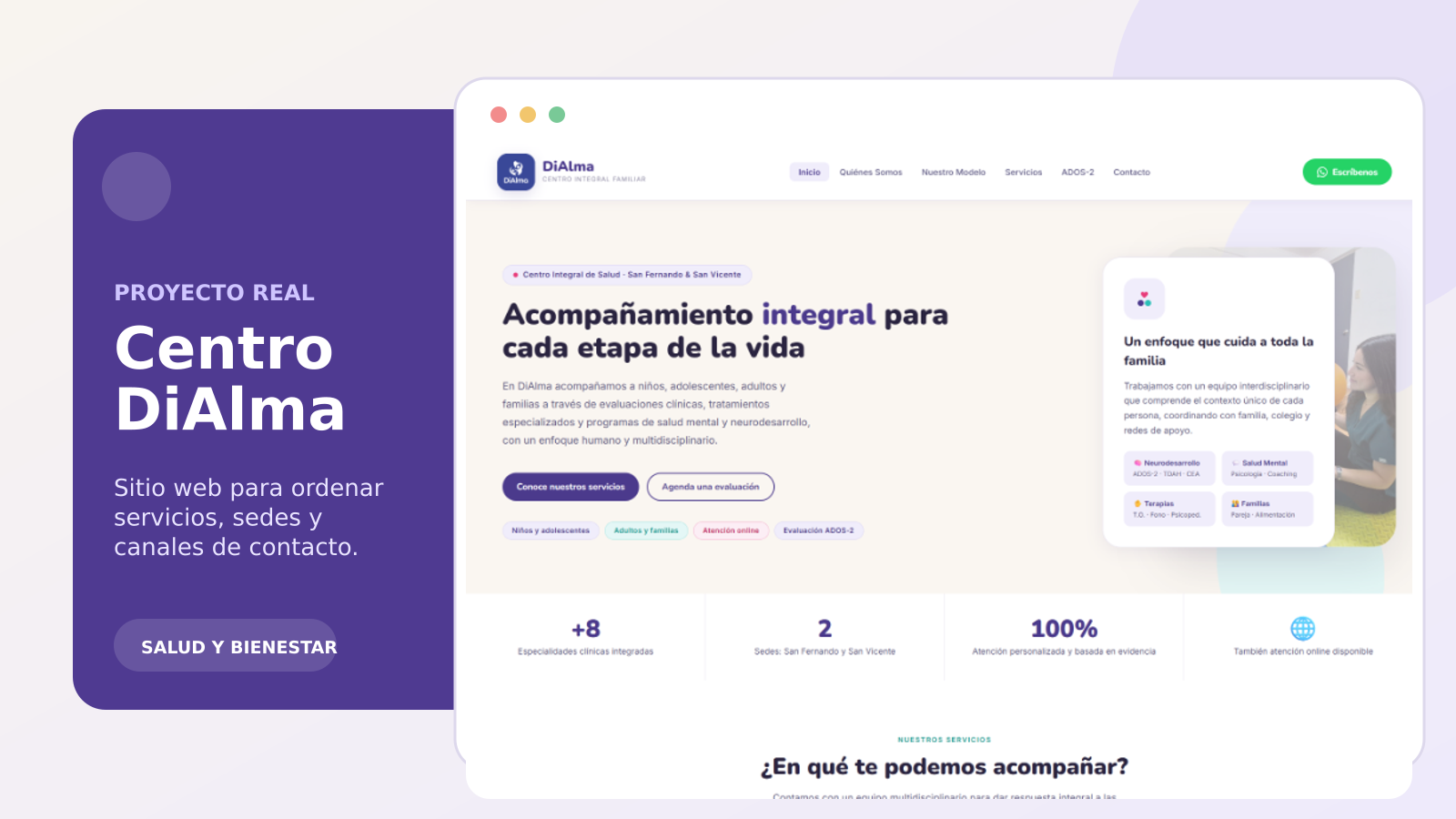 Presentación del sitio web desarrollado para Centro DiAlma
